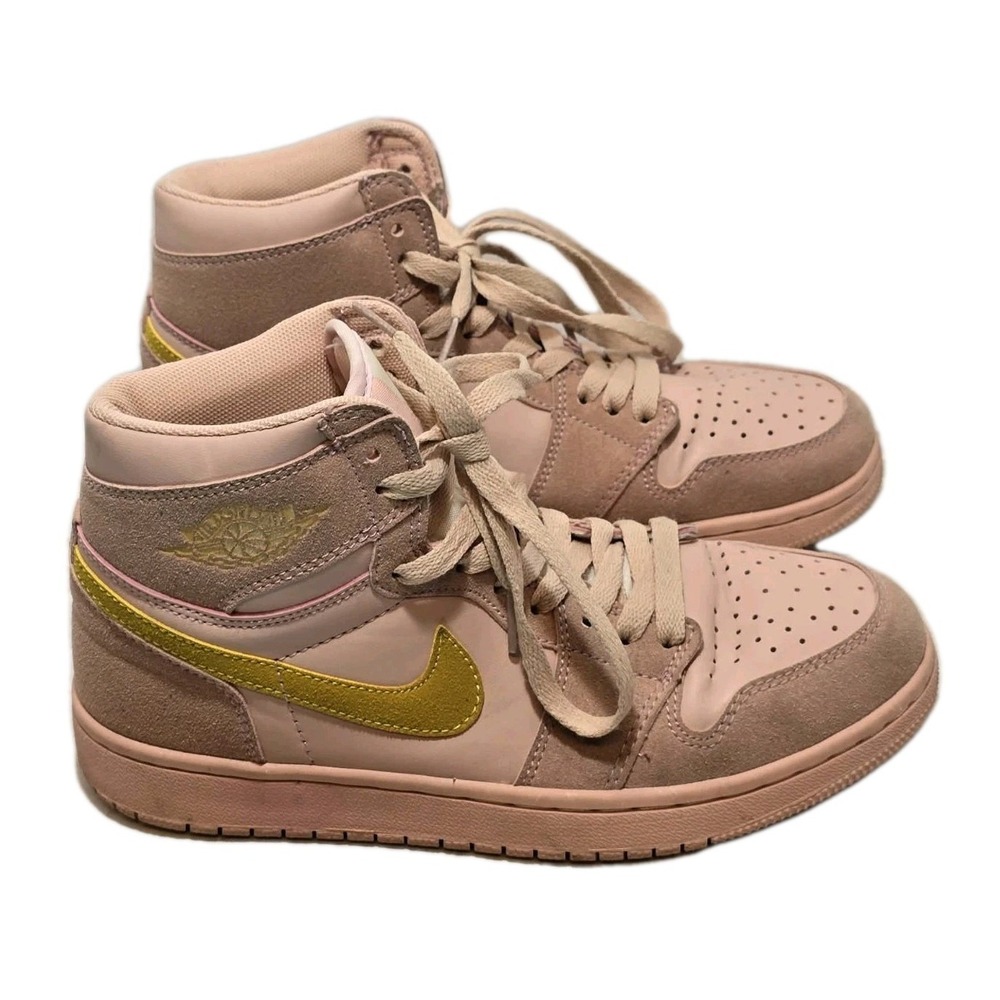 🩷 Nike Air Jordan 1 Mid SE GS Size 8Y GUC Coral Pink Gold 2019 852542-600